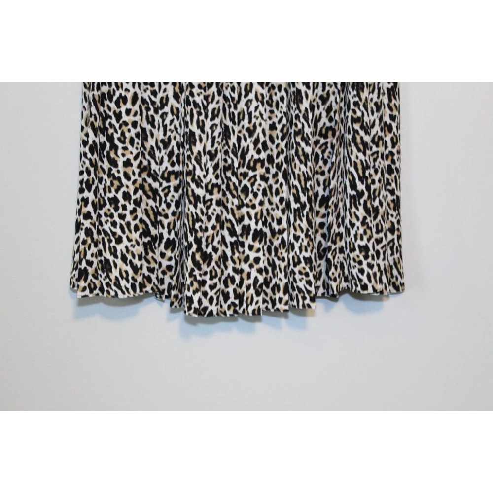 J. Crew Pleated Midi Skirt Leopard Print Tan Black AF925 Women's Size 4 H14544 - Picture 3 of 8